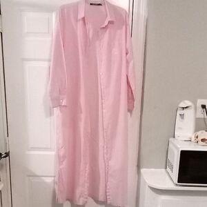 Ralph Lauren Pink Striped Long Sleeve Button Down Pajama Shirt